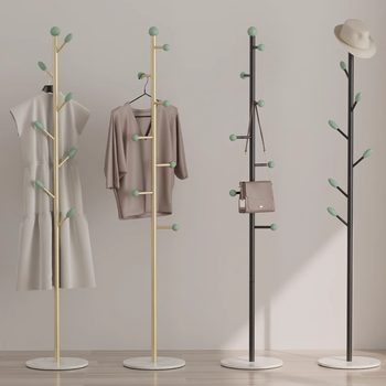 Home Storage Coat Rack, Wrought Iron, Mobile Floor-Standing Living Room Clothes Rack, Entryway Bag Rack, Light Luxury Style