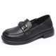 Spring New Mother's Shoes Loafers Korean Style Fashion Slip-On Work Shoes First Layer Cowhide Square Heel Women's Leather Shoes