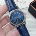 Stainless steel blue dial