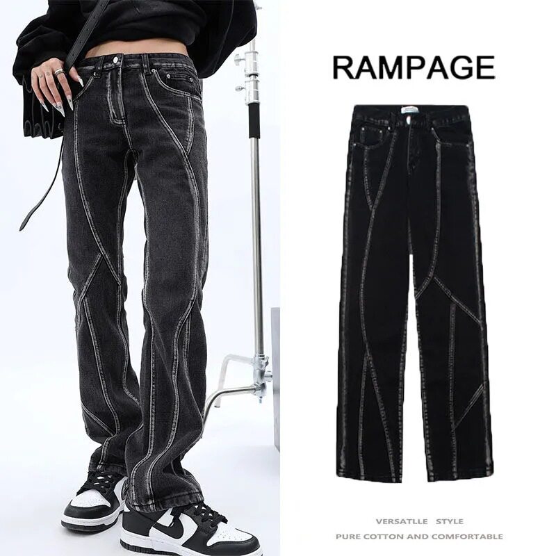 High Waisted Vintage Wash Wide Leg Jeans for Women Loose Fit Flared Hem Versatile Style Spring Fashion Wholesale
