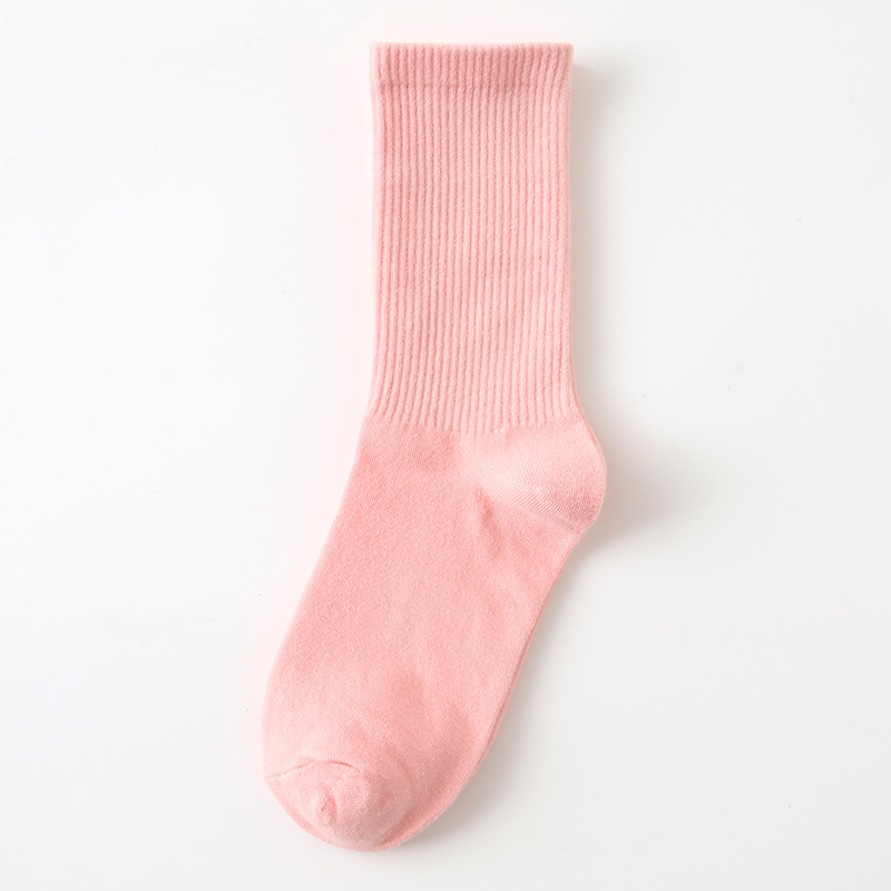 女士秋冬纯色袜糖果色中筒袜ins风彩色堆堆袜棉质街头运动袜