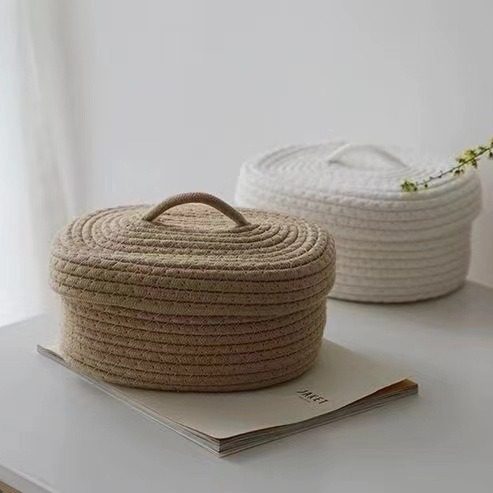 Desktop Dust-proof Storage Box Simple Handmade Cotton Phone Cosmetics Sundries Storage Basket Snack Needle Storage Basket