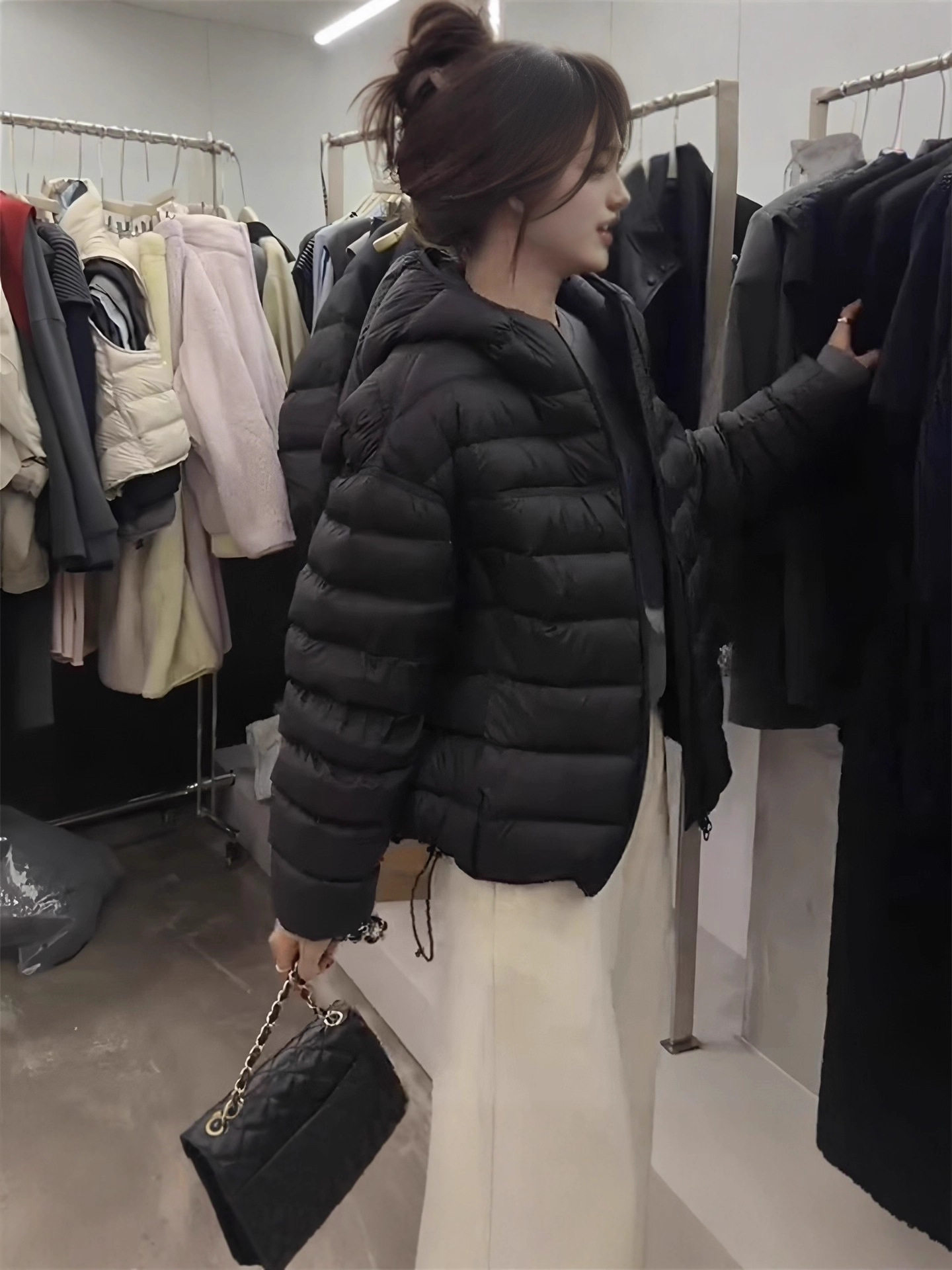 Turtle Back Rib Feather Lightweight Velvet Jacket Women's 2025 Winter New Korean Style Casual Loose Hooded Short Jacket Puff Feeling