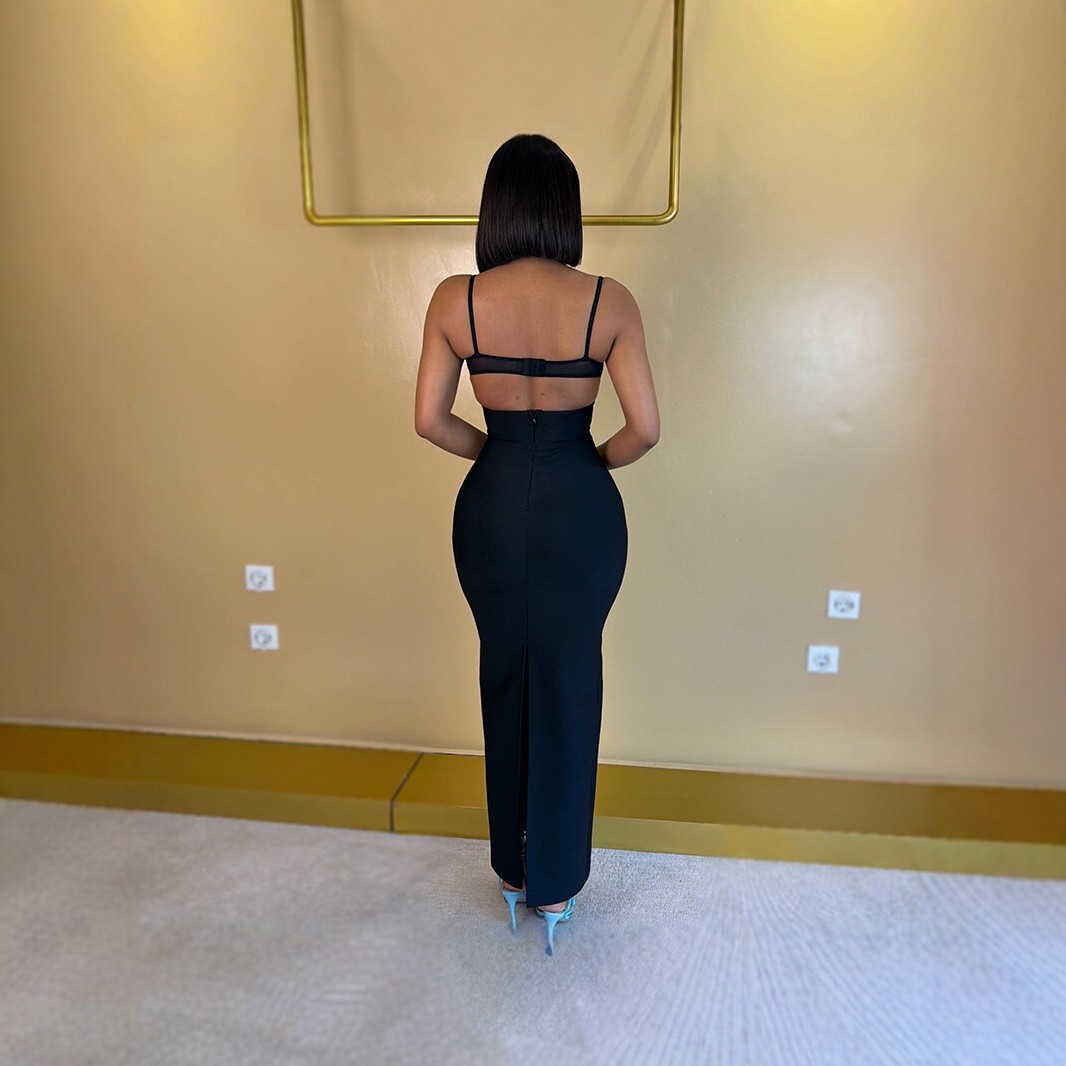 Fashionable Womens Sleeveless Backless Bodycon Maxi Dress Solid Color Slim Fit Elegant Evening Gown Perfect for