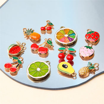 A variety of mini DIY fruit pendant pineapple strawberry cherry butter watermelon making bracelet necklace alloy pendant