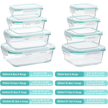 Cross-border popular 8-piece set of high borosilicate glass lunch box, microwave oven, refrigerator, available glass crisper