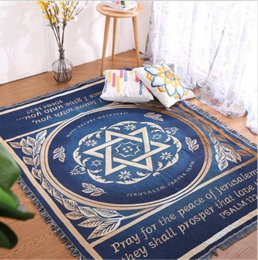 Export Israel Prayer Tapestries Knitted Tassel Blanket Middle East Popular Sofa Cover Blanket Background Wall Decorative Blanket