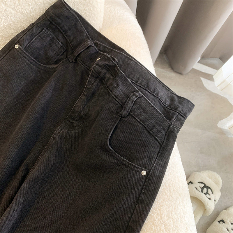 High Waisted Womens Jeans Slimming Wide Leg Design Loose Fit Straight Cut Spring Fashion for Petite Sizes