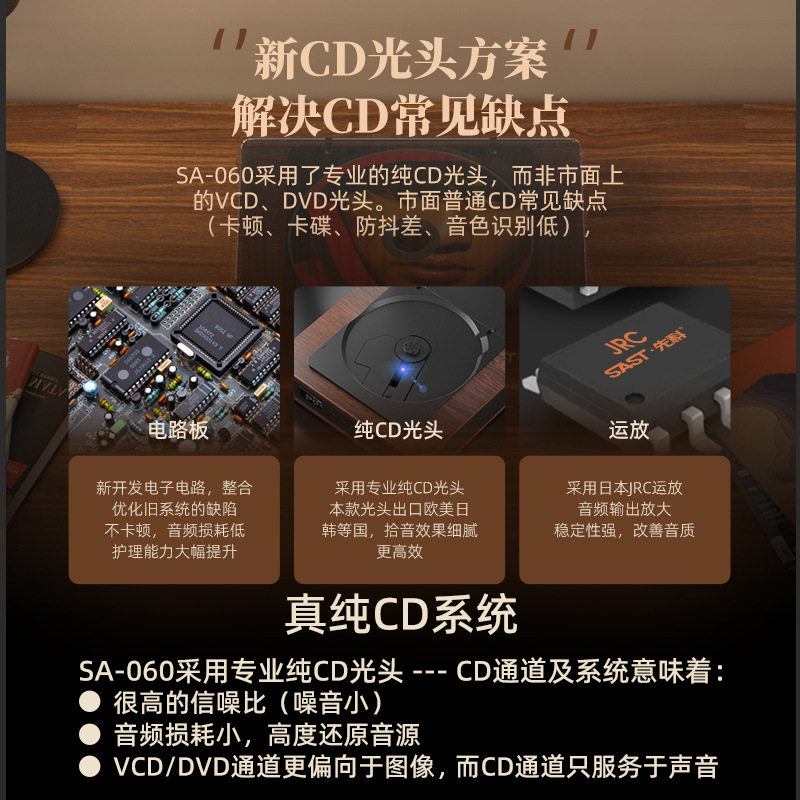 Xianke cd player Retro Bluetooth audio all-in-one small vinyl cd disc player rechargeable portable Walkman