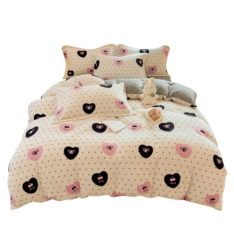 Thickened milk velvet four-piece set coral flannel double-sided fleece-lined bed sheet quilt cover bed three-piece set wholesale