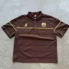 Ultralightultralightlondon American Street Style Striped Embroidered Polo Shirt Short-Sleeved T-Shirt Tee
