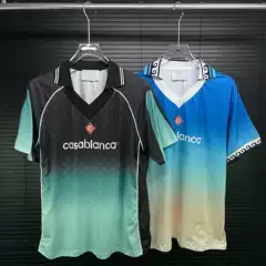European and American Trendy Ca Casa Short-Sleeve T-Shirt Polo Collar Jersey Full-Body Gradient Print Casual Versatile Foreign Trade