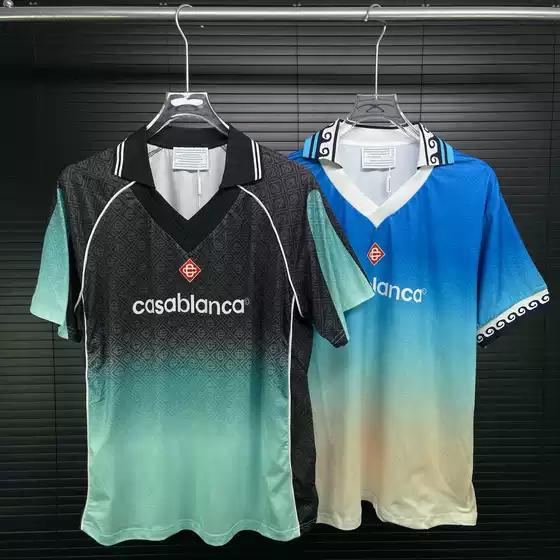 European and American Trendy Ca Casa Short-Sleeve T-Shirt Polo Collar Jersey Full-Body Gradient Print Casual Versatile Foreign Trade