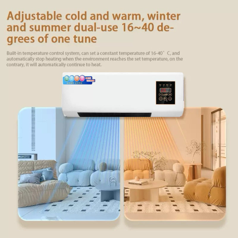 Dual-Use Heating and Cooling Mobile Air Conditioner, Hot Air Fan, Bathroom Heater, Household Bedroom Wall-Mounted Heater, Cross-Border Us Standard