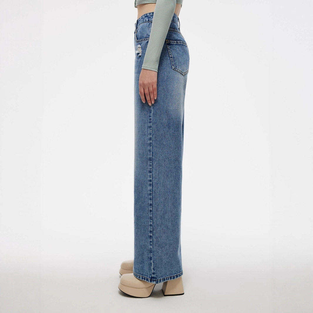 Wide Leg Vintage Denim Trousers Womens Autumn Fashion Casual Wear Wholesale Available OEM ODM service