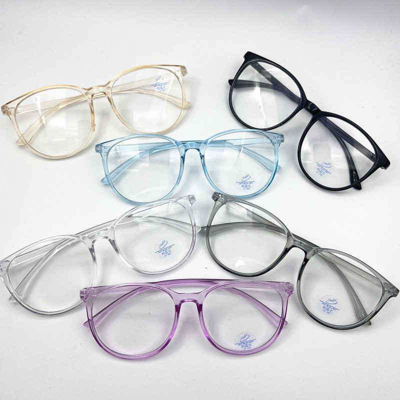 Jingwei New Internet Celebrity Retro Large-Frame Glasses Frame Fashionable and Simple Plain Glasses Frame Round Frame Anti-Blue Light Flat Mirror