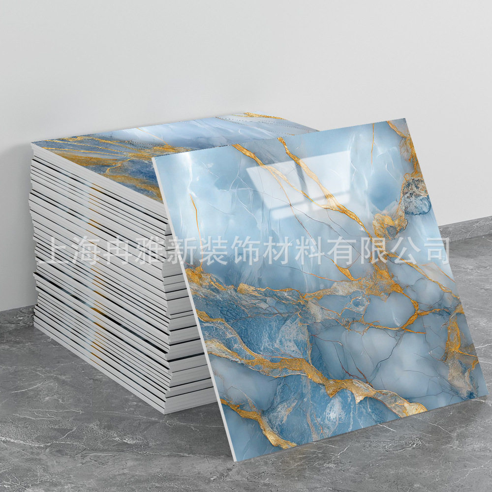 跨境外贸仿大理石鎏金3d墙面翻新装饰贴纸防油防水墙纸自粘瓷砖贴