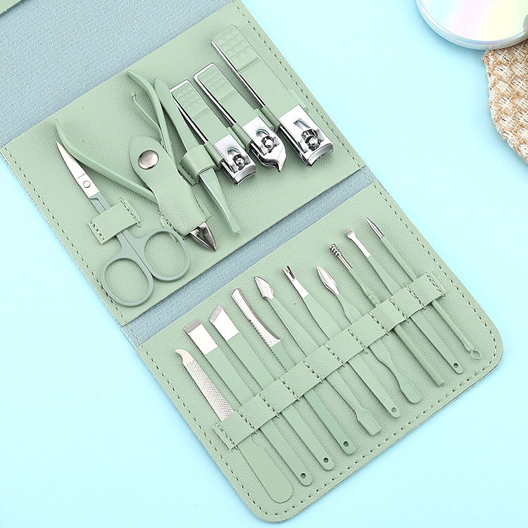 Folding bag 16 piece set nail clippers suit nail clippers nail clippers pedicure tools scissors ear spoon suit wholesale