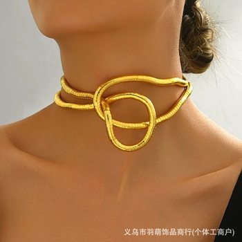 Headless Darkness Cool Closed Mouth Casual Shape High-end Necklace Bracelet European and American Exaggerated Snake Shape Adjustable Necklace