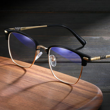 S8656 New Eyebrow Rack Glasses Men's Half-frame Business Glasses Frame Plain-made Flat Light Available with Proximity Mirror Optical Frame