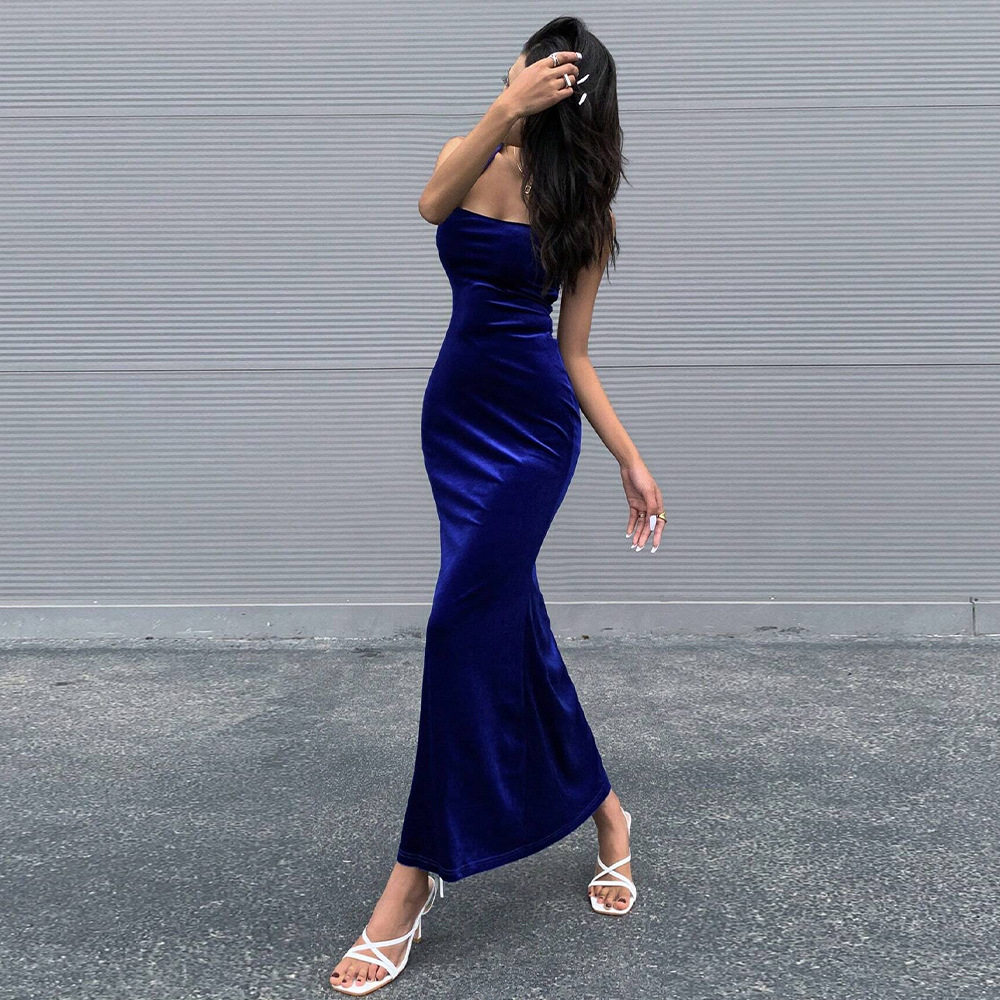 Bodycon Midi Dress Backless Fishtail Waist Cinching Elegant Design Perfect for Parties and Events Wholesale