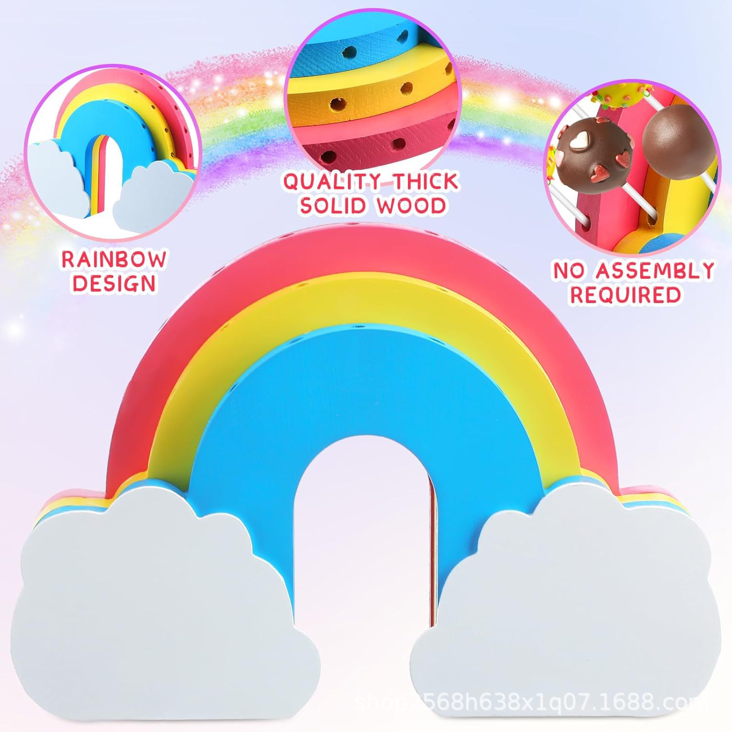 Wooden Lollipop Storage Rack Kidsren's Birthday Party Rainbow-Shaped Candy Storage Display Rack Desktop Candied Hawthorn Rack