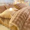 Thickened Rabbit Velvet Four-Piece Winter Milk Velvet Quilt Cover Bed Sheetss Coral Velvet Bed Skirt Double-Sided Velvet Three-Piece Bedding Set