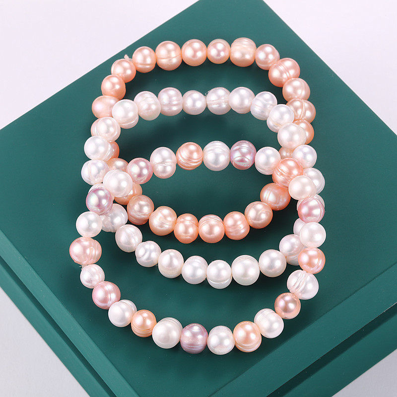 Jewelry Wholesale 7mm nearly round Baroque stall supply live broadcast selection freshwater pearl bracelet bracelet bracelet for women