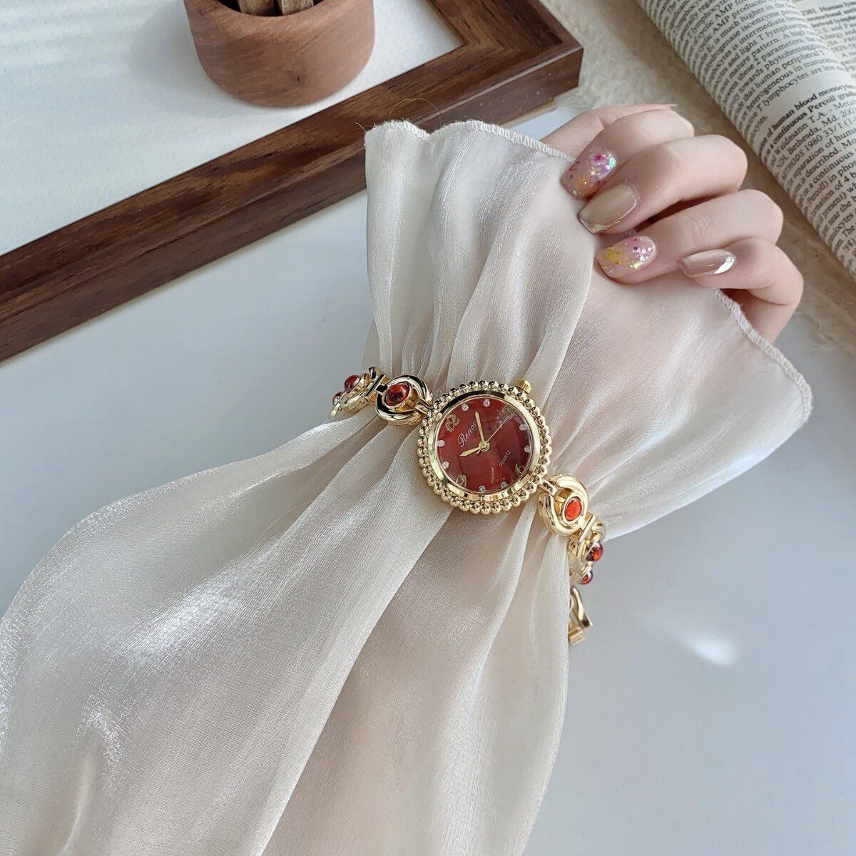 Compact Dial Women's Watch Simple Thin Strap Digital Face Bracelet Watch Student Watch Cross-Border Foreign Trade Popular Retro