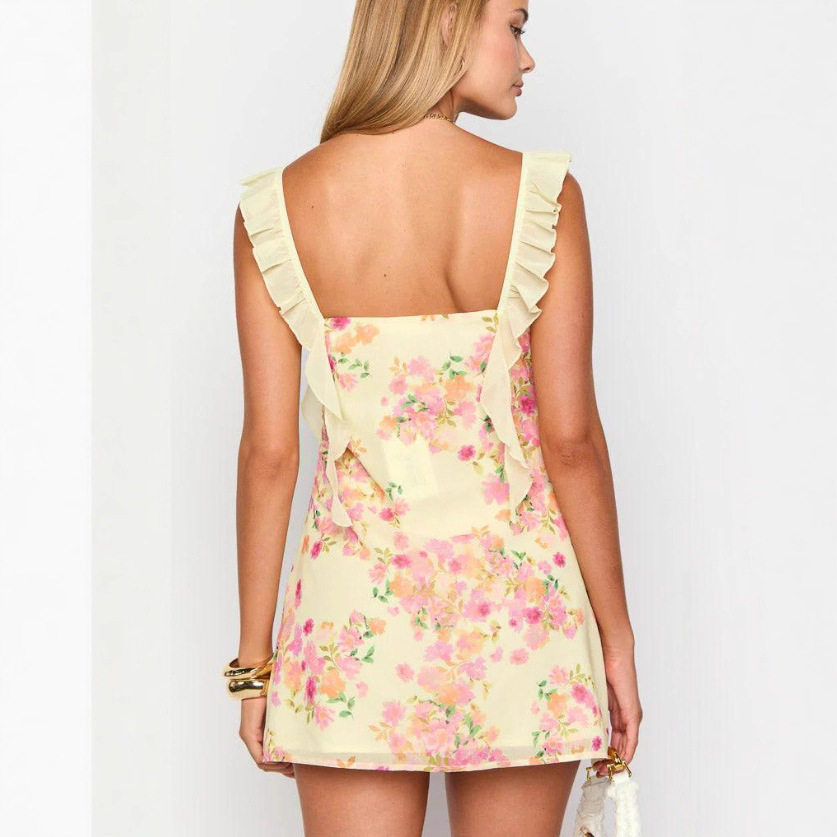 Elegant Floral Sleeveless Backless Dress Womens Fashion for Autumn Perfect for Parties and Special Occasions Wholesale