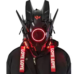 Cyberpunk Mask Round Light Wing Braid Triangle Light Music Festival LED Light Technology Sense Boy Helmet