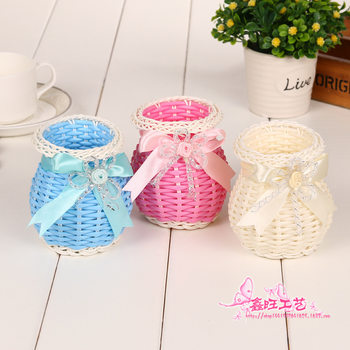 Rattan Woven Basket, Plastic Household Sundries Storage Basket, Fish Basket, Flower Arrangement, Handmade Flower Basket