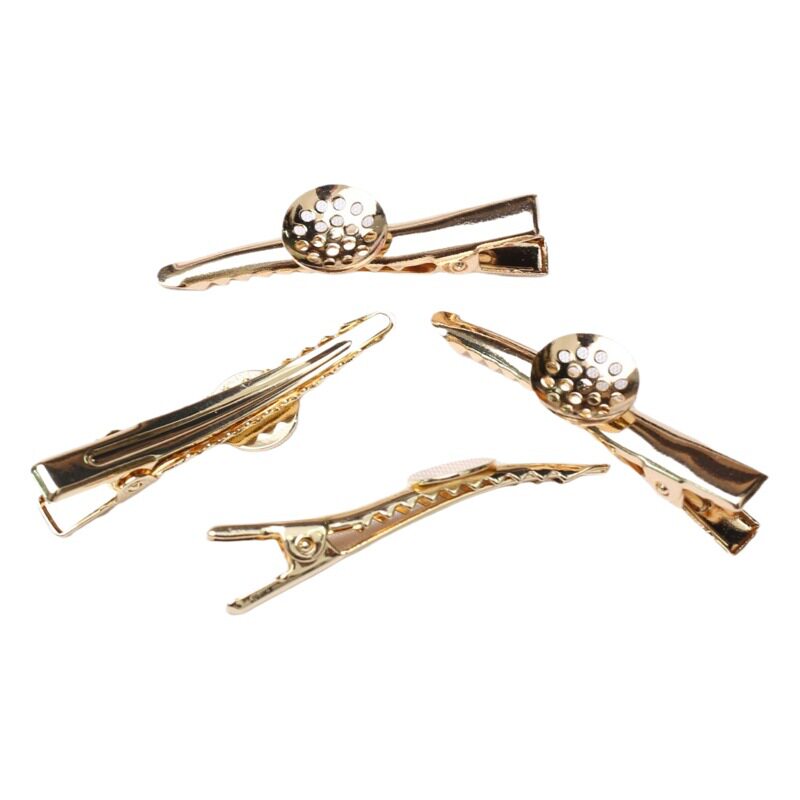 14K color retaining clip pointed mouth clip gold single plug spring clip diy semi-finished jewelry accessories with tray batch