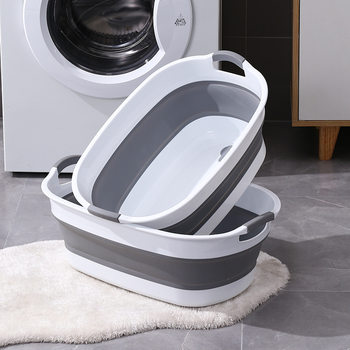 Factory Direct Foldable Dirty Clothes Basket Foldable Laundry Household Extra Large Thickened Laundry Basin Plastic Basin