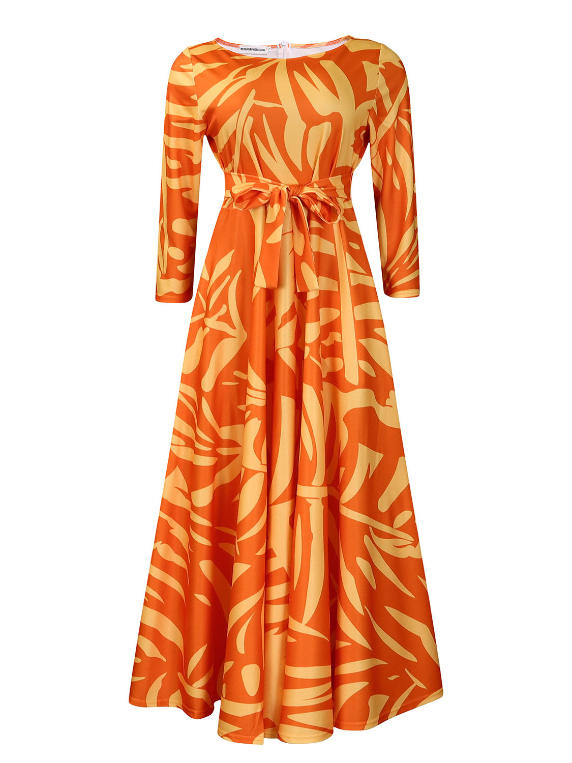 Plus Size African Print Midi Dress Stylish Tie Design Elegant Floral Pattern Spring Fashion Wholesale Available