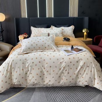 Autumn and Winter Thickened Pure Cotton Brushed Four-Piece Set, Skin-Friendly Brushed Double Four-Piece Set, Duvet Cover and Bed Sheet Style Double Set