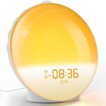 Wake-up light sunrise alarm clock time atmosphere light colorful RGB night light white dry sound FM radio sleeping children light