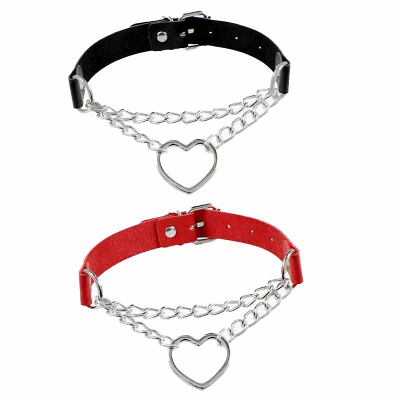 Cross-border European and American Harajuku Heart Collar Necklace Fashion Trend Leather Love Necklace Necklace Necklace Necklace Jewelry