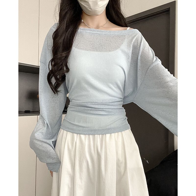 Lightweight Pink Sheer Summer Sweater Plus Size Back Tie Design Waist Cinching Casual Wear for Women OEM Available