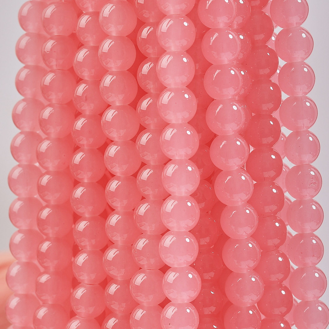 玻璃仿玉圆珠纯色散珠手工diy玉髓手链项链散珠子琉璃珠饰品配件