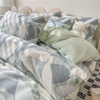 Small fresh pure cotton four-piece cotton 100 student dormitory three-piece pastoral bed sheet quilt cover bedding