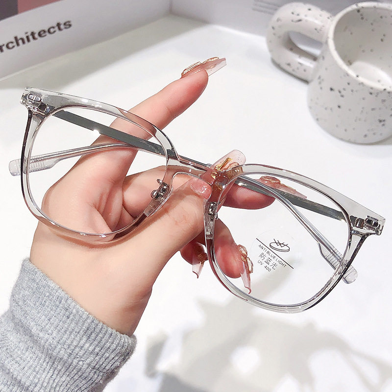 Glasses Explosions Anti-blue Light Semi-titanium Glasses Frame Ultra-light Glasses Frame Men's and Women's Simple Myopia Square Large Frame