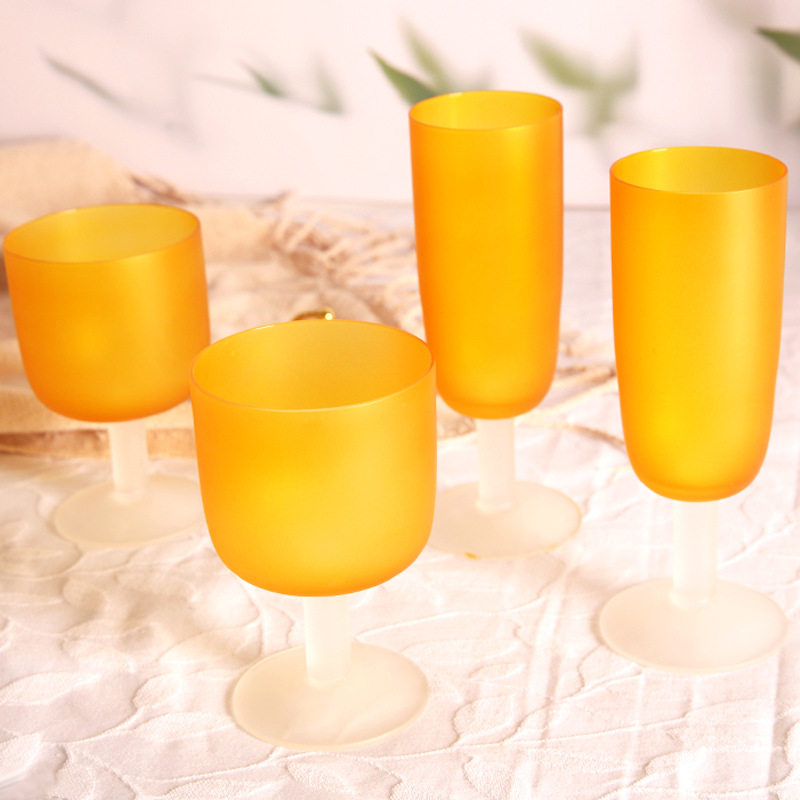 Middle Ages Sunset Cup Twilight Orange Frosted Glass Goblet Red Wine Glass Gift