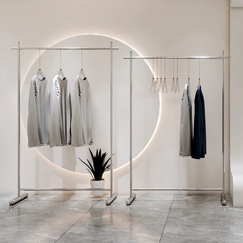 Clothing Store Display Rack Stainless Steel Simple Floor-to-Floor Nakajima Hanger for Men's and Women's Children's Clothing Store Shelf Display Props