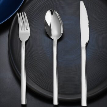 Hotel Stainless Steel Knife, Fork and Spoon Set Korean Restaurant Long Handle Mixing Spoon Soup Spoon Spoon Knife and Fork Wholesale