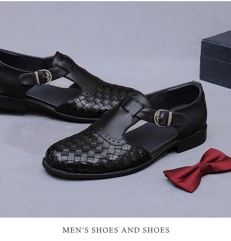 Sandal da nam bít mũi cổ điển khóa cài thoáng khí — Màu nâu, Màu đen