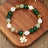 Cross-Border New Product European and American Retro Style Four-Leaf Clover Single Beaded Bracelet Handmade Beaded 8mm Natural Stone Bracelet for Women
