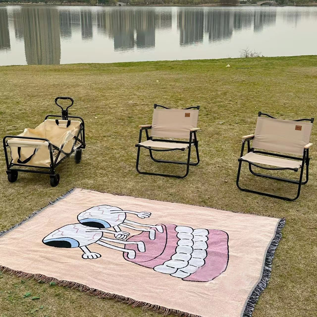 Customized Ethnic Style Camping Style Blanket Moisture-Proof Picnic Mat Jacquard Tapestry Ins Style Sofa Towel Thread Blanket Universal Sofa Blanket