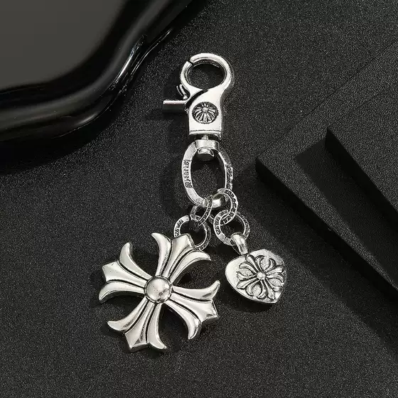 Crowdo Multi-Element Chain Bag Pendant Sword Bead Cross Waist Chain Lobster Clasp Pendant Denim Keychain