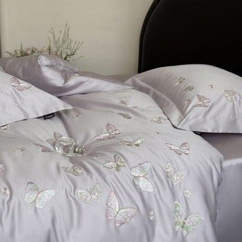 Exquisite Butterfly Embroider! 100-Count Long-Staple Cotton Bed Four-Piece Set Pure Cotton Bed Bed Sheets Quilt Cover Girls 4-Piece Set